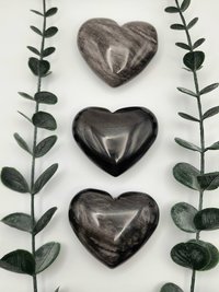 Silver Sheen Obsidian Hearts