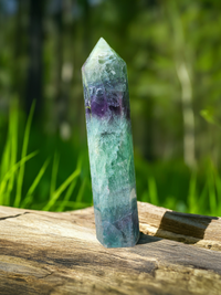Green and Purple Fluorite Tower #1