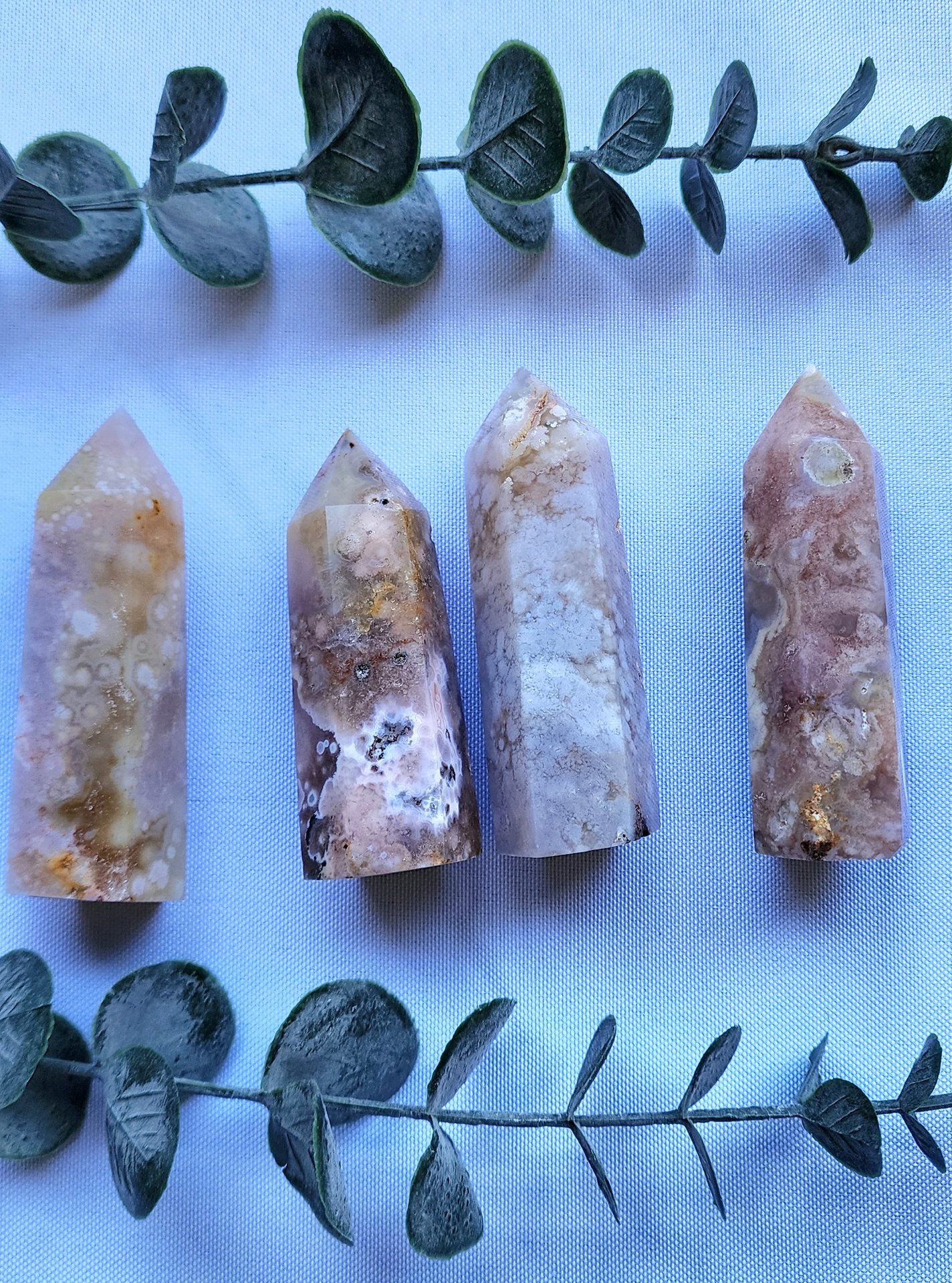 Pink Flower Agate Towers