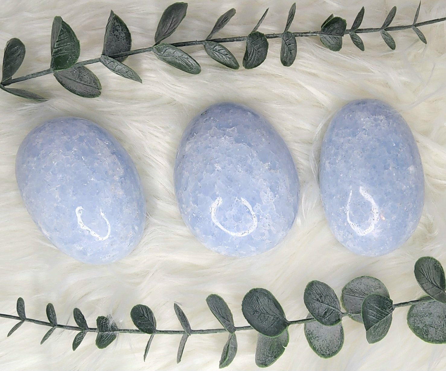 Blue Calcite Large Palm Stones