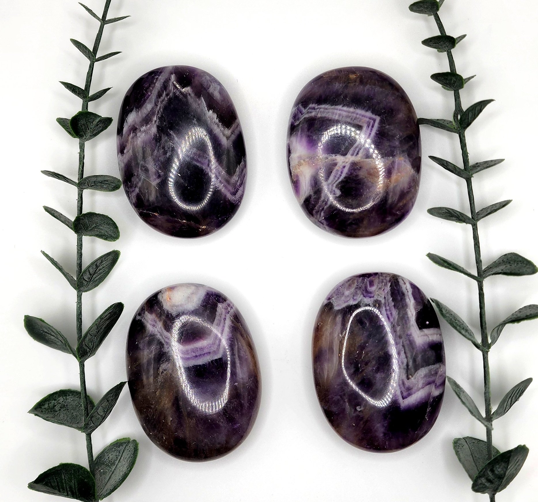 Chevron Amethyst Palm Stones