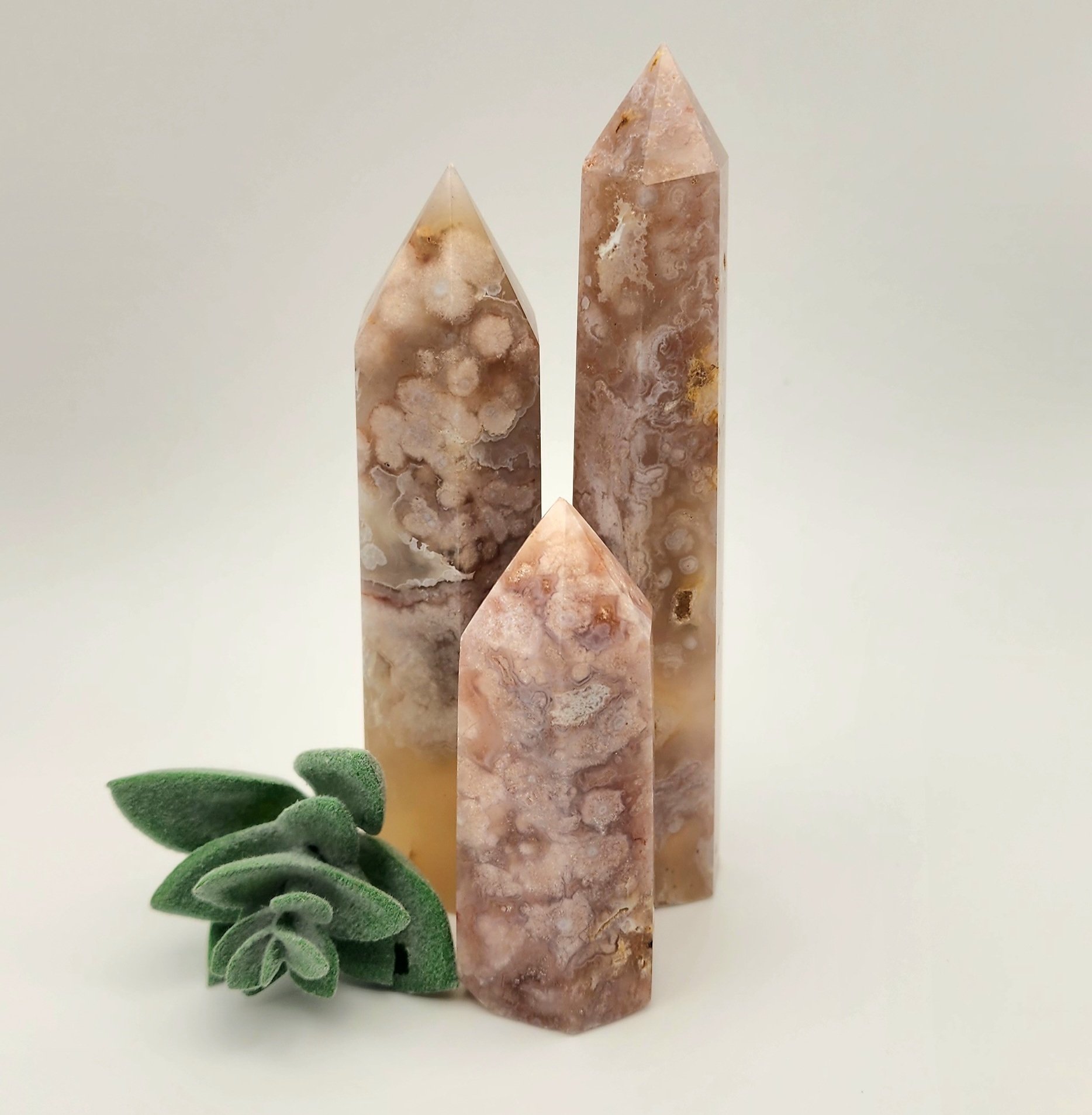 Pink Flower Agate Towers
