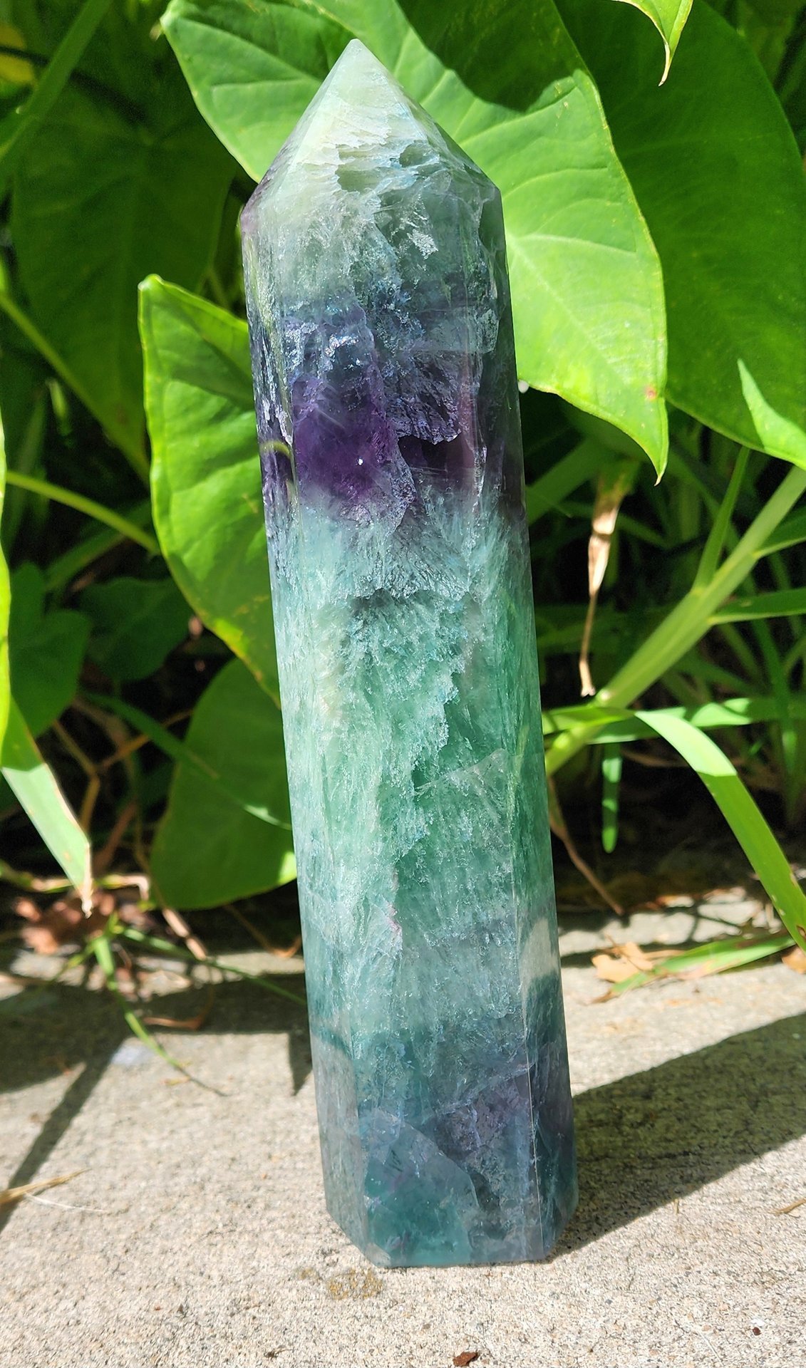 Green and Purple Fluorite Tower #1