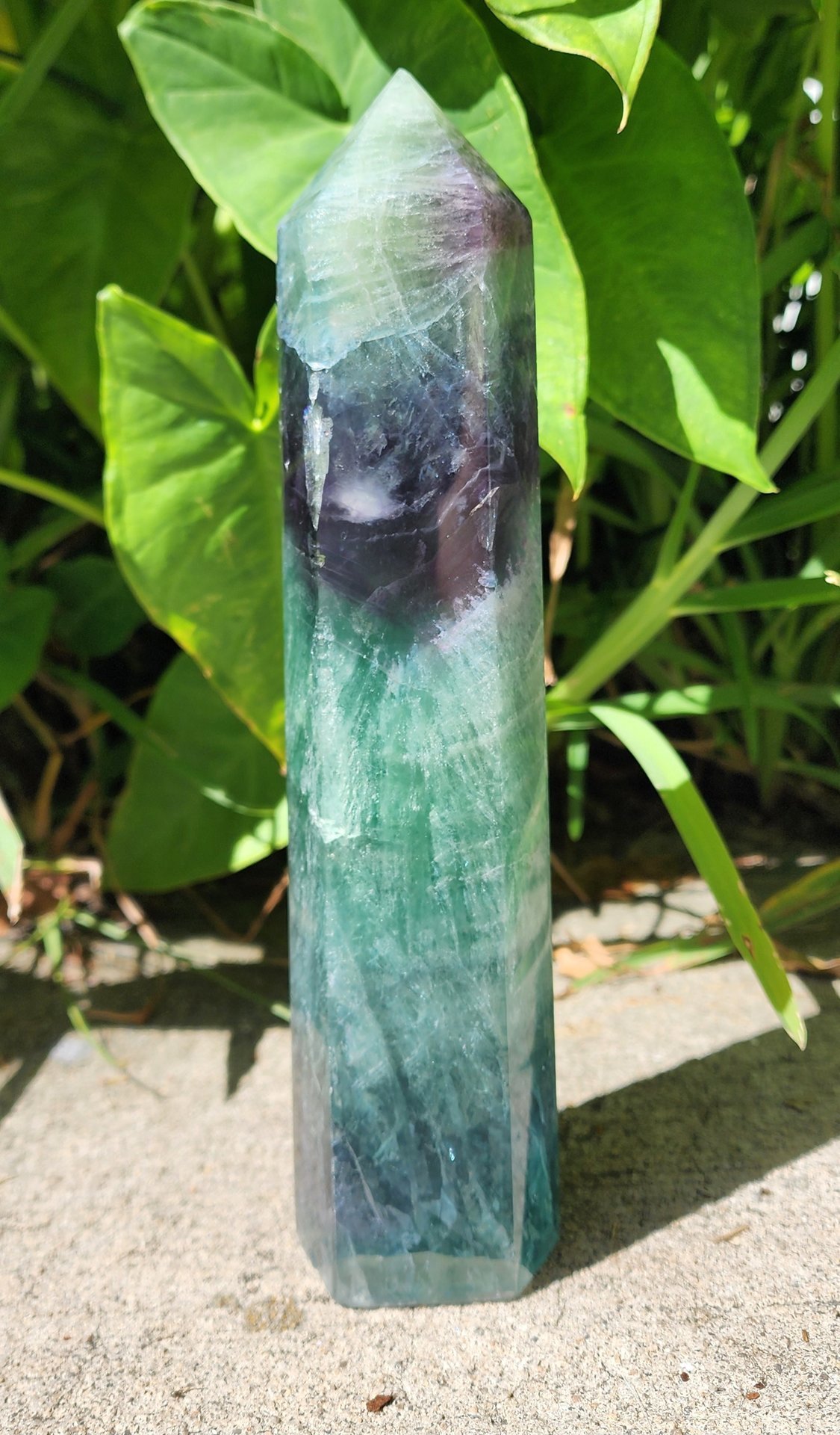 Green and Purple Fluorite Tower #1