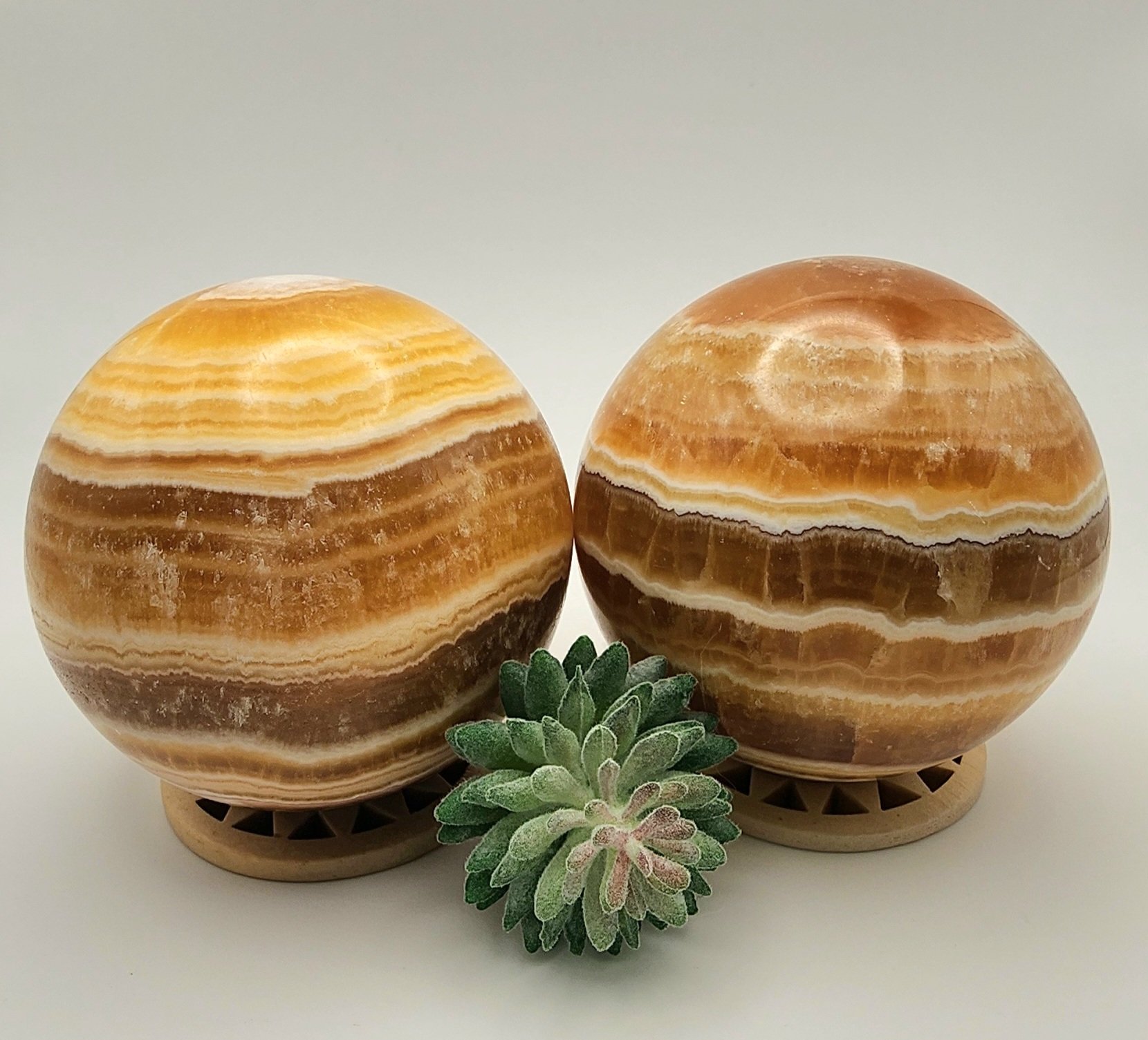 Big Orange Banded Calcite Sphere