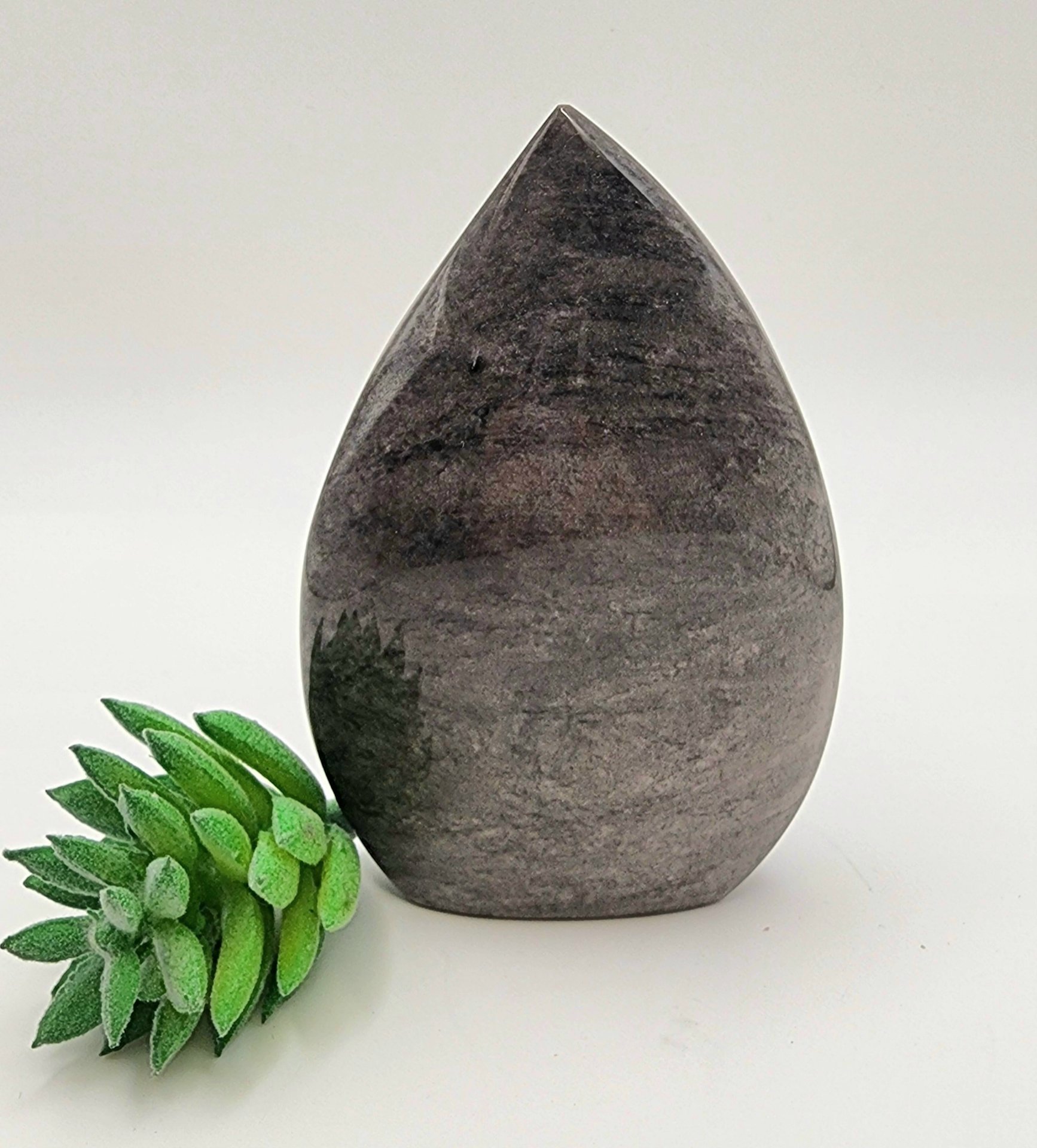 Silver Sheen Obsidian Tear Drop Ornament