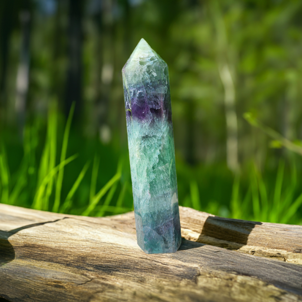 Green and Purple Fluorite Tower #1