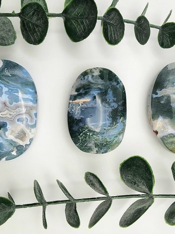 Moss Agate Palm Stones