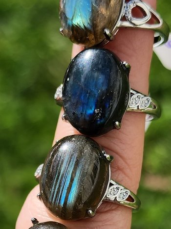 White Bronze Labradorite Ring