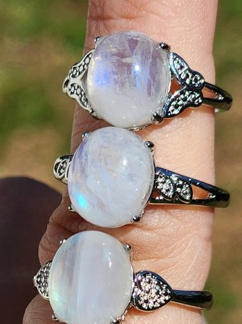 White Bronze Moonstone Ring