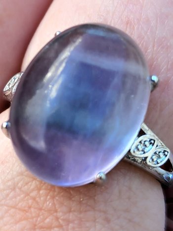White Bronze Rainbow Fluorite Ring