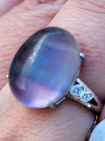 White Bronze Rainbow Fluorite Ring
