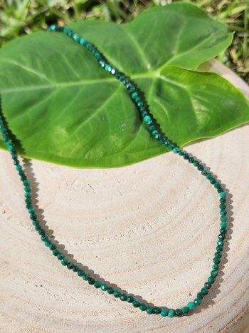 Faceted Malachite Necklace - 2mm