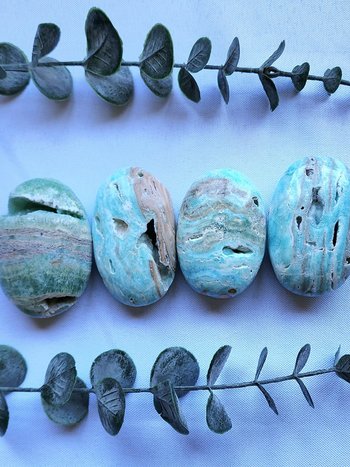 Blue Aragonite Palm Stones