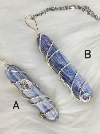 Blue Kyanite Wrapped Necklace