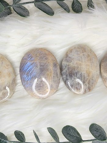 Flashy Blue Moonstone with Sunstone Palms