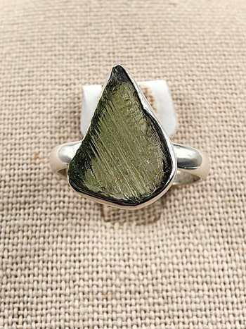 .925 Sterling Silver Moldavite Rings Size 7 