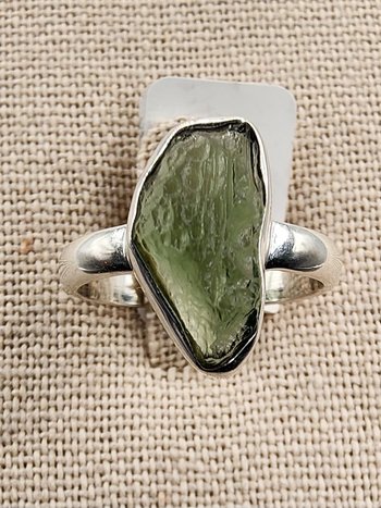 .925 Sterling Silver Moldavite Ring Size 7