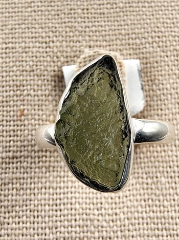 .925 Sterling Silver Moldavite Ring Size 7