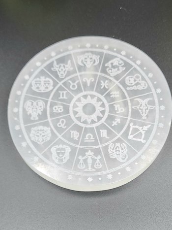 4" Selenite Zodiac Slab