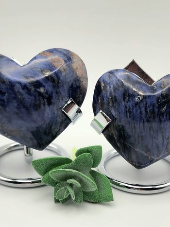 Sodalite Hearts w/ Metal Stand