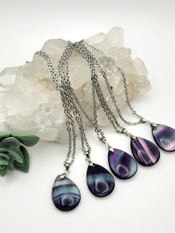 Rainbow Fluorite Pendant Necklaces