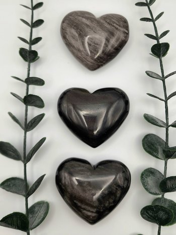 Silver Sheen Obsidian Hearts