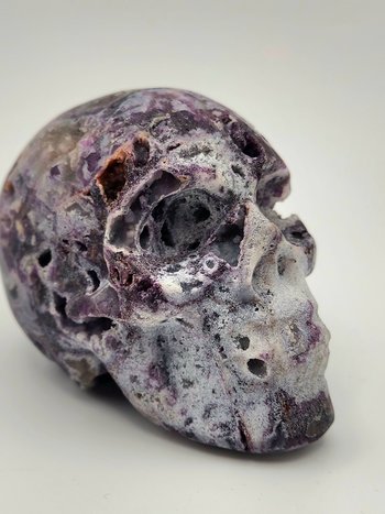 Druzy Purple Zebra Fluorite Skull #1
