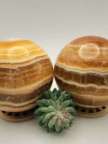 Big Orange Banded Calcite Sphere