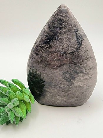 Silver Sheen Obsidian Tear Drop Ornament