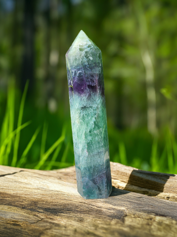 Green and Purple Fluorite Tower #1