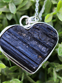 Sterling Silver Black Tourmaline Heart Necklace