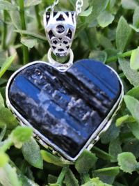 Sterling Silver Black Tourmaline Heart Necklace