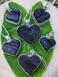 Sterling Silver Black Tourmaline Heart Necklace