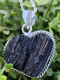 Sterling Silver Black Tourmaline Heart Necklace