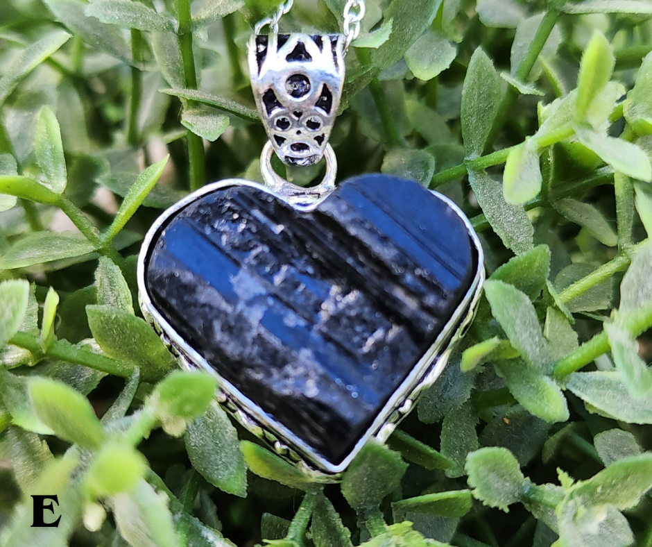 Sterling Silver Black Tourmaline Heart Necklace