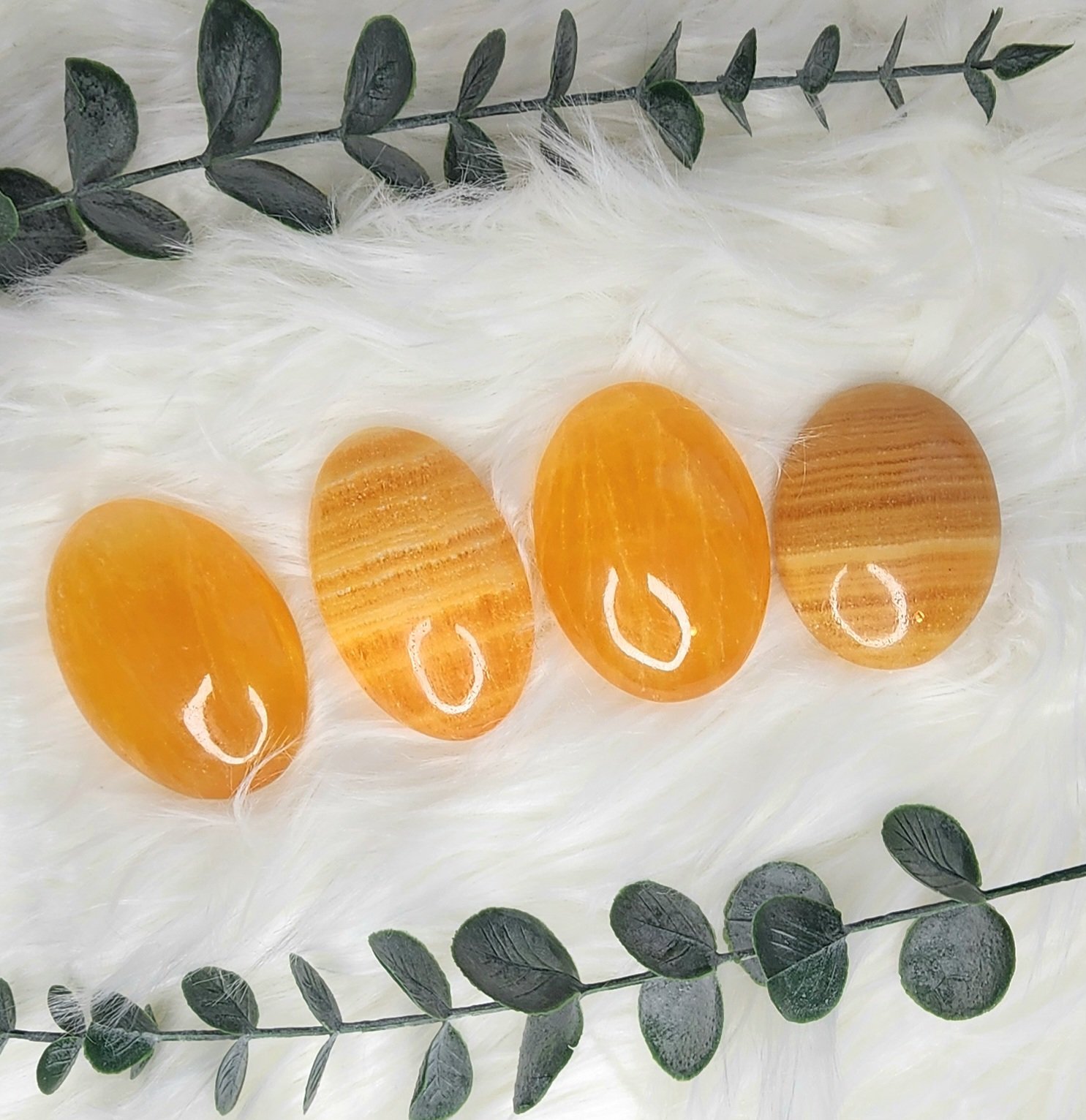 Orange Calcite Palm Stones