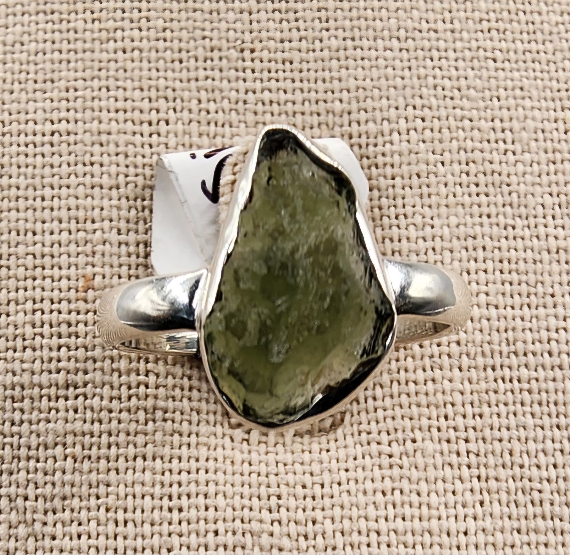 .925 Sterling Silver Moldavite Ring Size 9