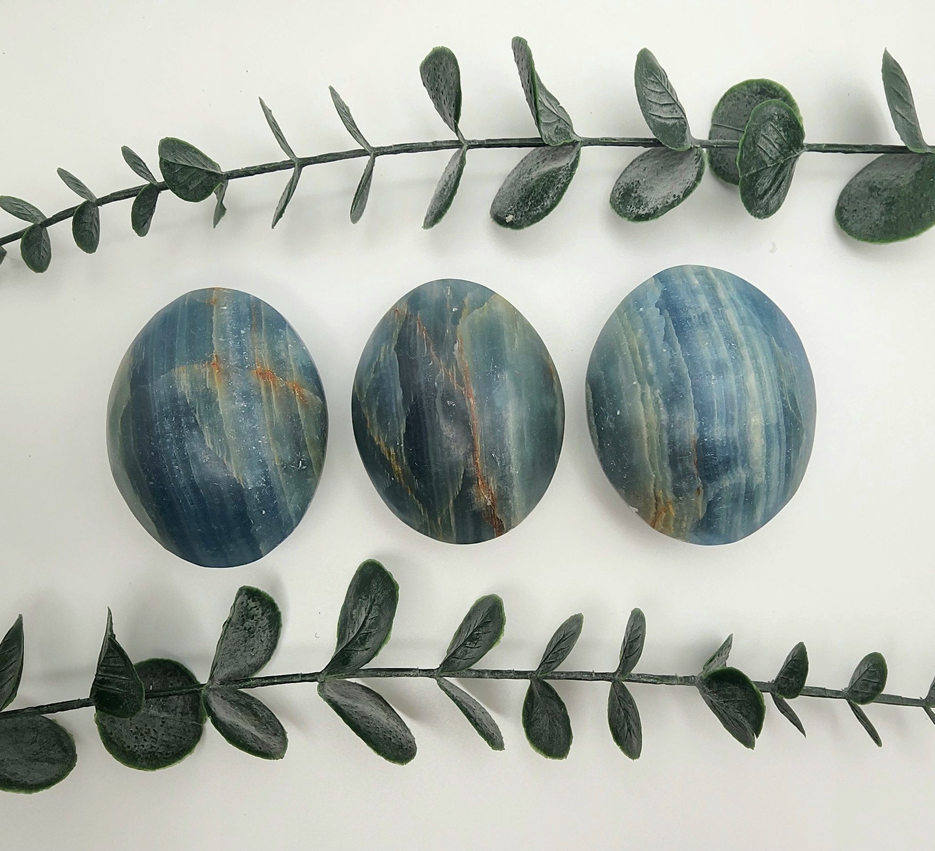 Blue Onyx Palm Stones