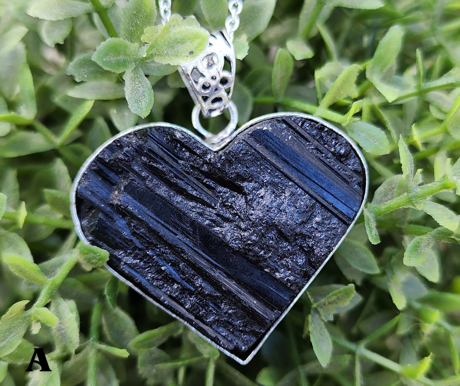 Sterling Silver Black Tourmaline Heart Necklace