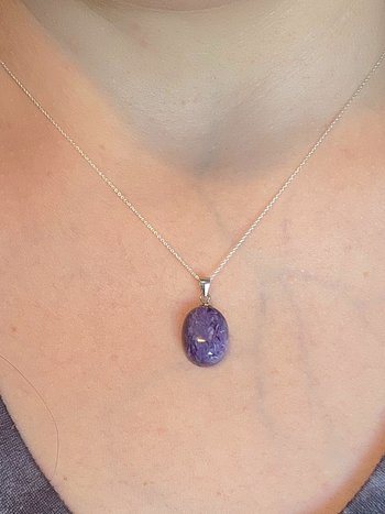Dainty 925 Sterling Silver Charoite Necklace