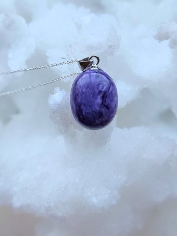 Dainty 925 Sterling Silver Charoite Necklace