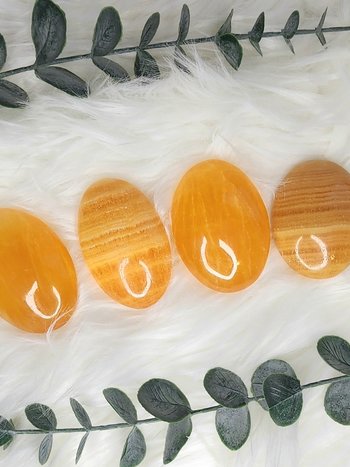 Orange Calcite Palm Stones