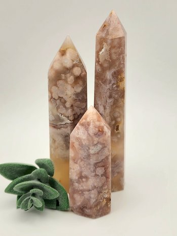 Pink Flower Agate Towers