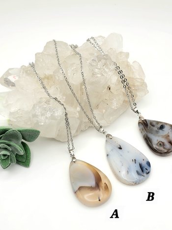 Dendritic Agate Pendant Necklaces