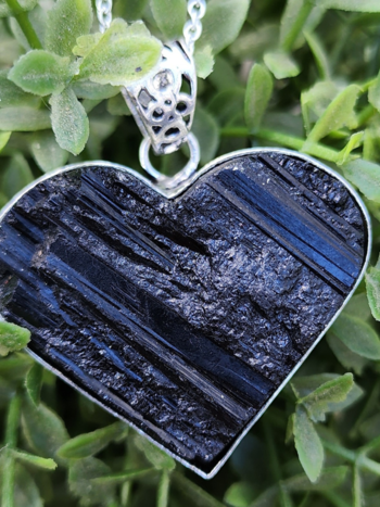 Sterling Silver Black Tourmaline Heart Necklace